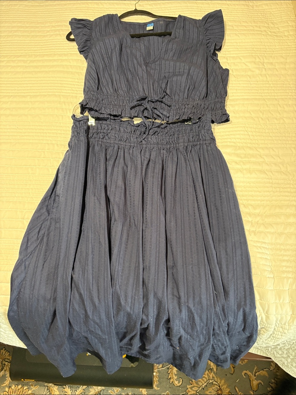 Navy 2 piece smocked skirt and top set. Never worn!